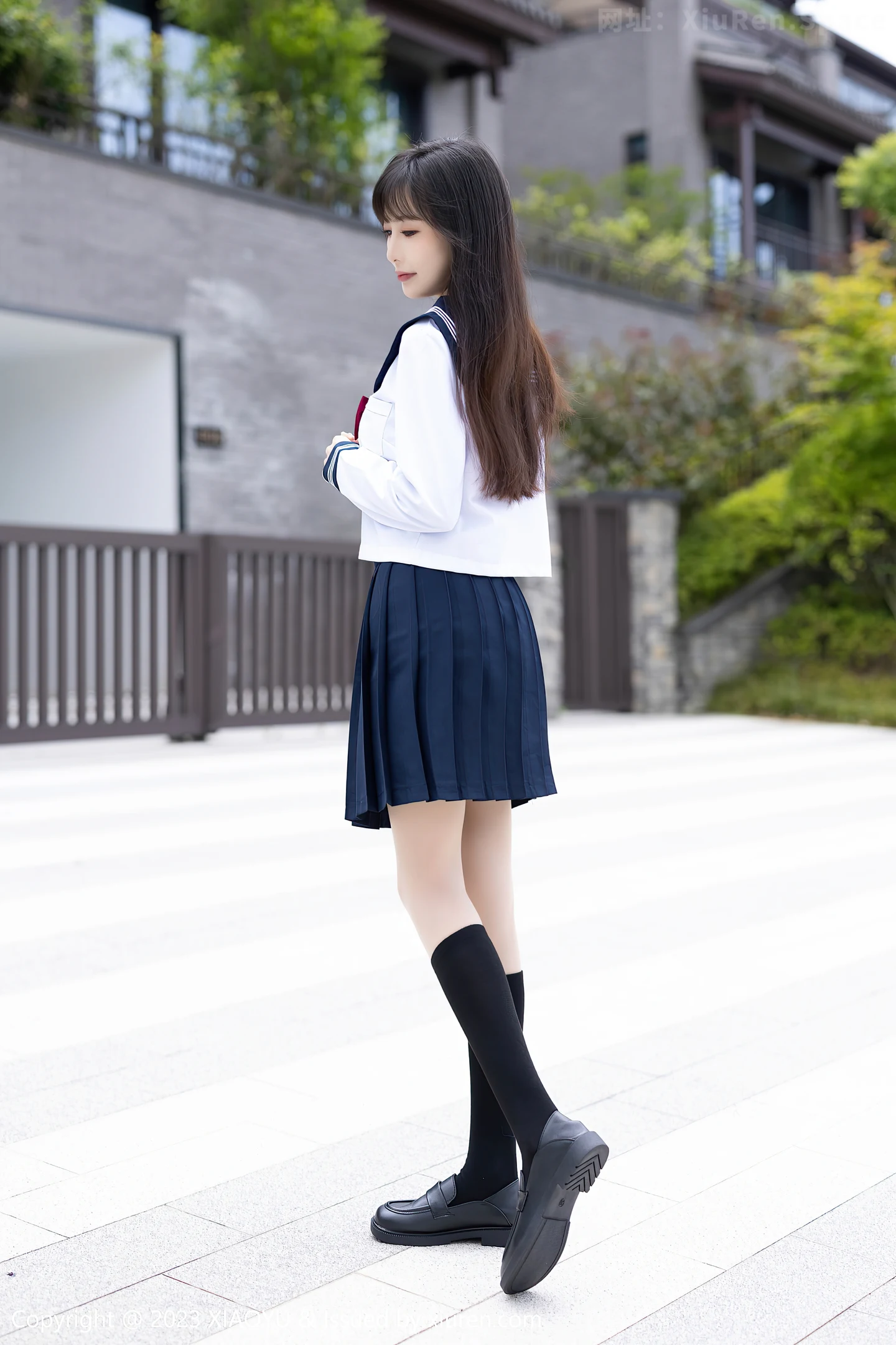 图片[3]-[XiaoYu画语界]Vol.1045 模特林星阑脱学妹制服露性感蓝色薄纱高叉连体衣惹火诱惑写真96P-秀人网官方网站